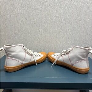 J. Crew White High-Top Sneakers with Gum Soles